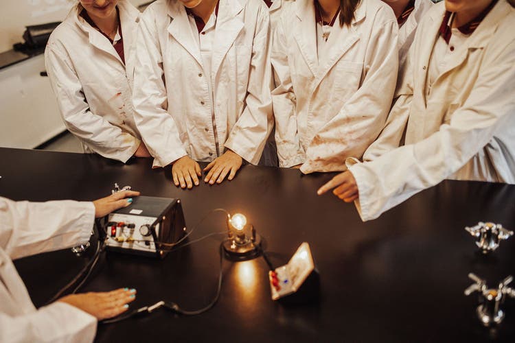 A group of students doing a science experiment